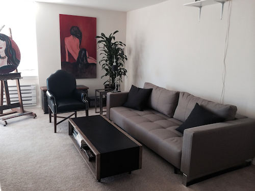 Minimalist Living Room in our small apartment in San Francisco