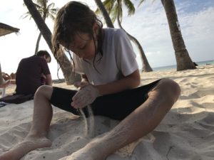 Playing in the Sand in Maafushi, Maldives