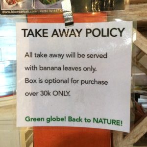Take Away Policy - Bali restaurant
